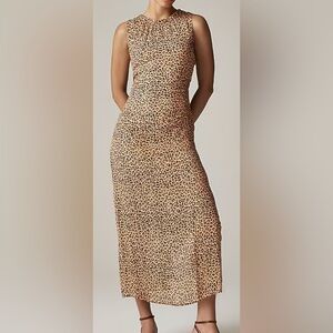 J Crew Gathered sheath dress in leopard chiffon. NWT